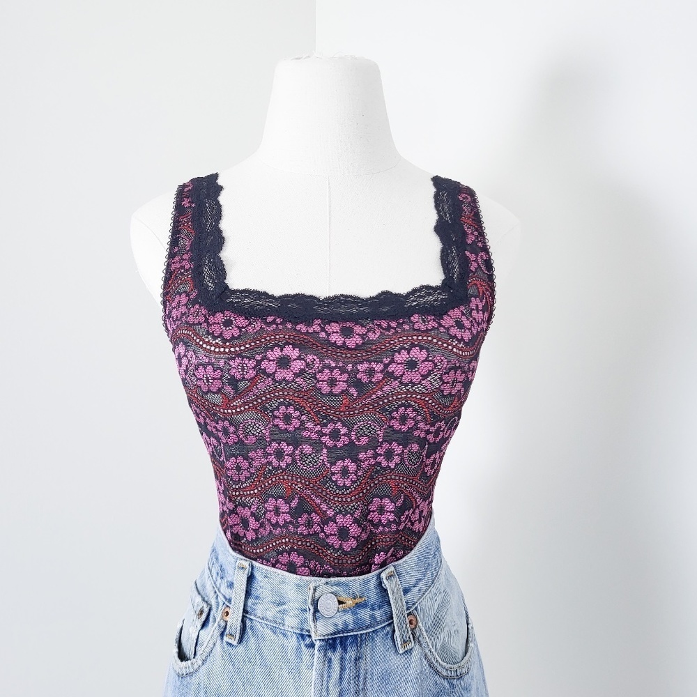 Vintage Pink and Black Camisole Top